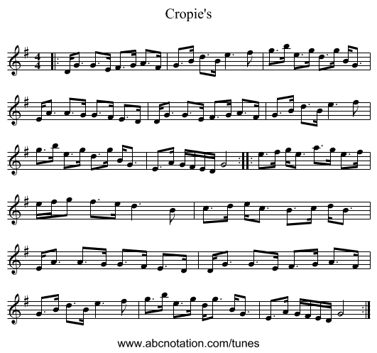 Cropie's - staff notation