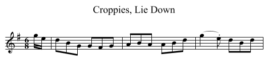 Croppies, Lie Down - staff notation