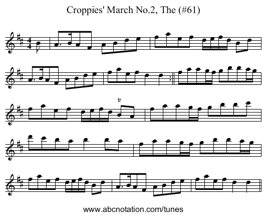 Croppies' March No.2, The (#61) - staff notation
