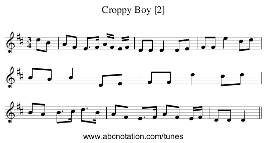 Croppy Boy [2] - staff notation