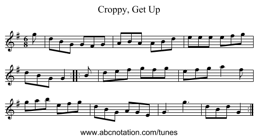 Croppy, Get Up - staff notation