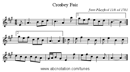 Crosbey Fair - staff notation