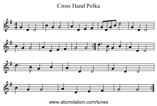 Cross Hand Polka - staff notation