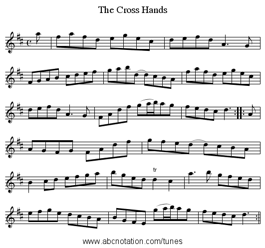 Cross Hands, The - staff notation