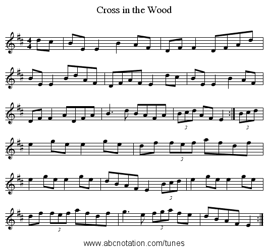 Cross in the Wood - staff notation