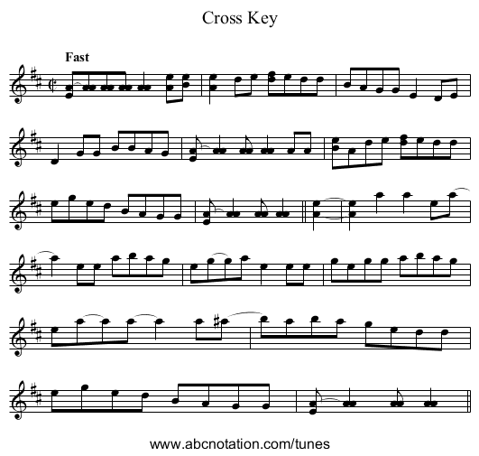 Cross Key - staff notation