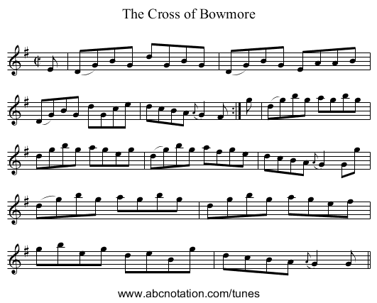 Cross of Bowmore, The - staff notation
