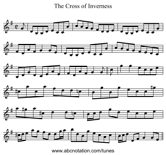 Cross of Inverness, The - staff notation