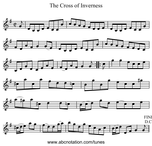Cross of Inverness, The - staff notation