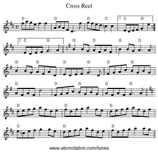 Cross Reel - staff notation