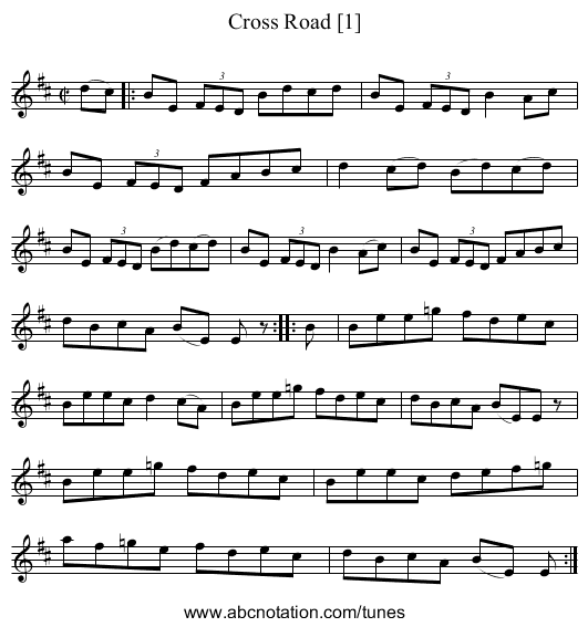 Cross Road [1] - staff notation