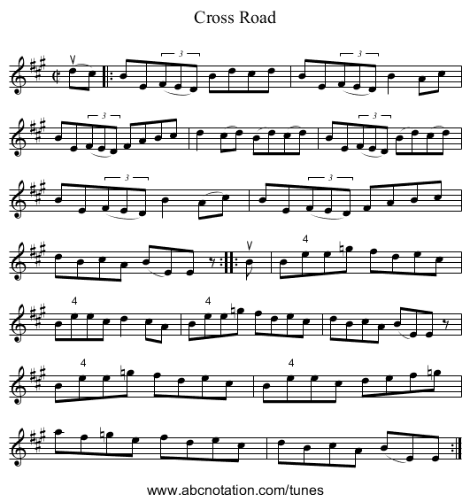 Cross Road - staff notation