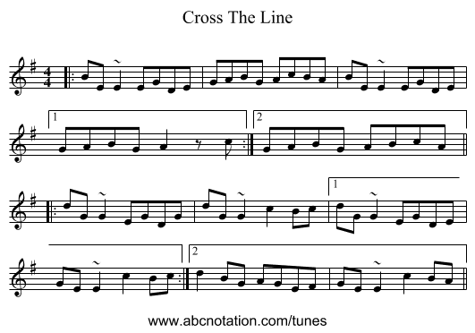 Cross The Line - staff notation