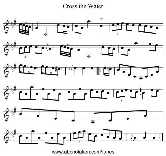 Cross the Water - staff notation