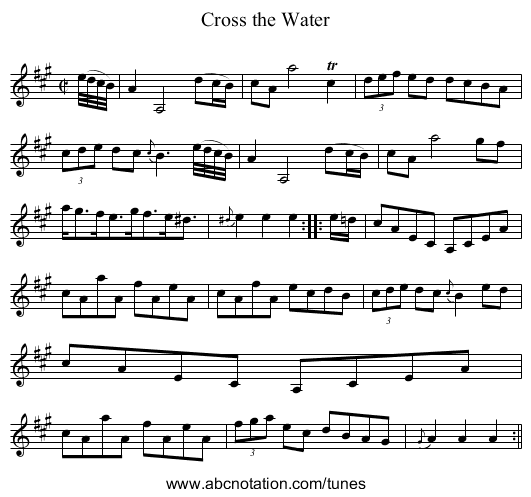 Cross the Water - staff notation