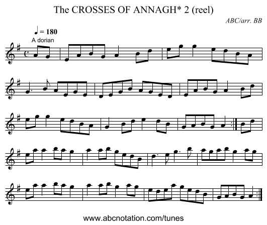 CROSSES OF ANNAGH* 2 (reel), The - staff notation