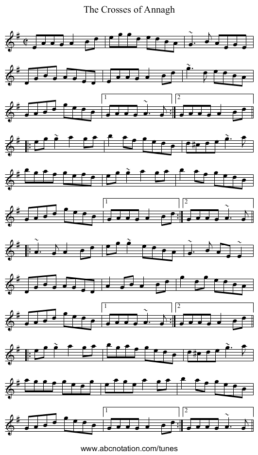 Crosses of Annagh, The - staff notation