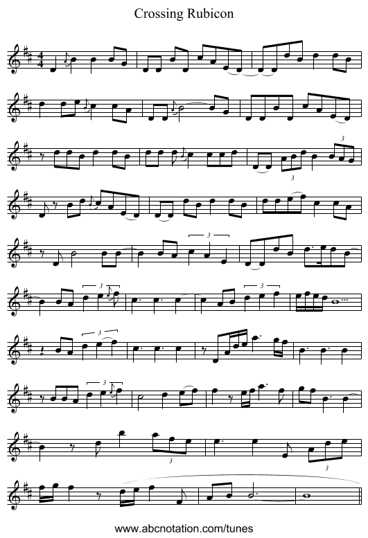Crossing Rubicon - staff notation