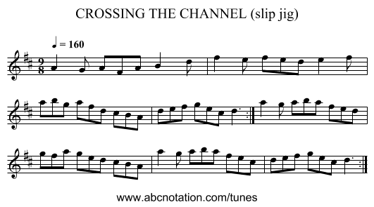 CROSSING THE CHANNEL (slip jig) - staff notation
