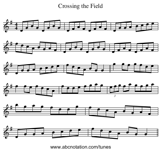 Crossing the Field - staff notation