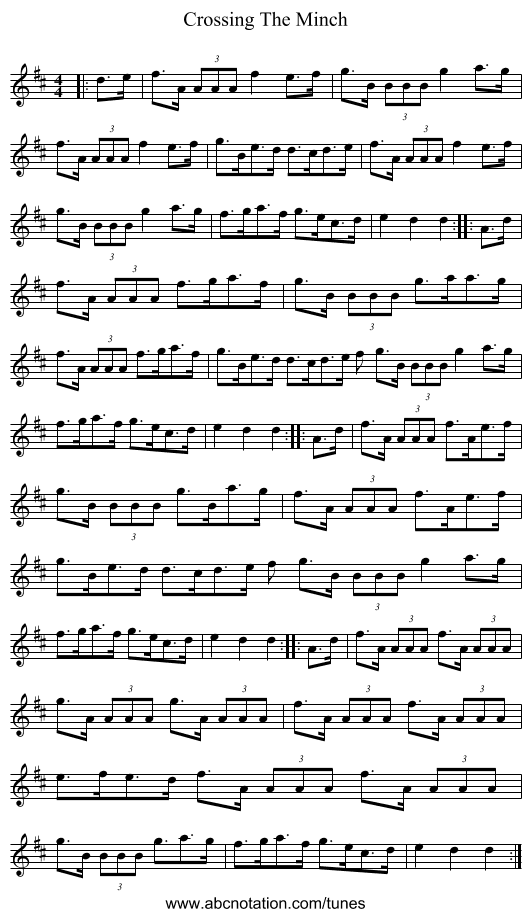 Crossing The Minch - staff notation