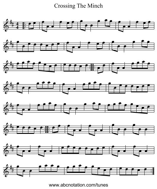 Crossing The Minch - staff notation