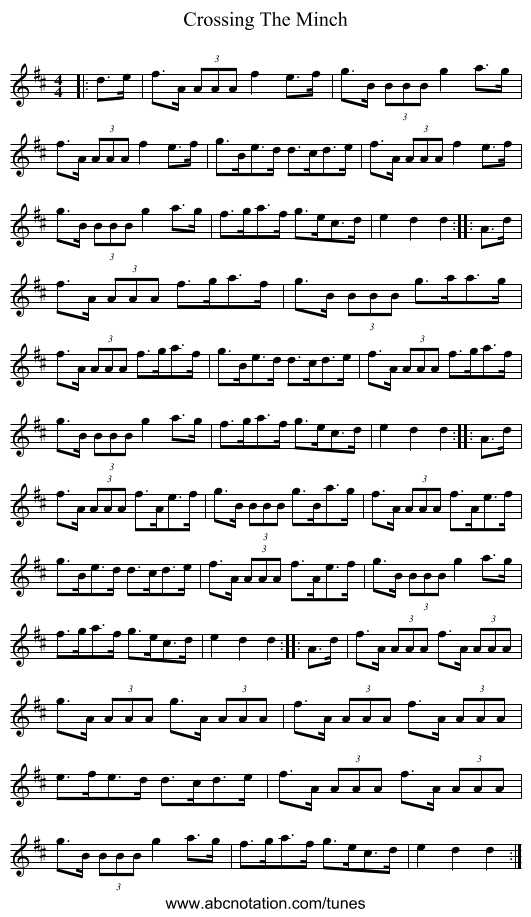 Crossing The Minch - staff notation
