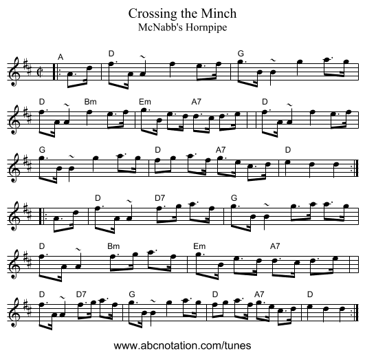 Crossing the Minch - staff notation