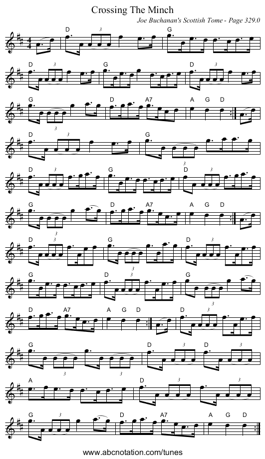 Crossing The Minch - staff notation