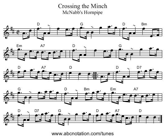 Crossing the Minch - staff notation