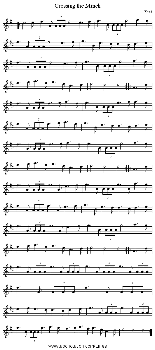 Crossing the Minch - staff notation