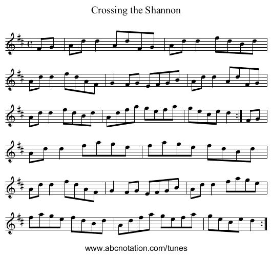 Crossing the Shannon - staff notation