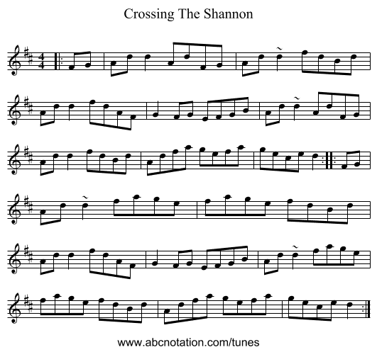 Crossing The Shannon - staff notation