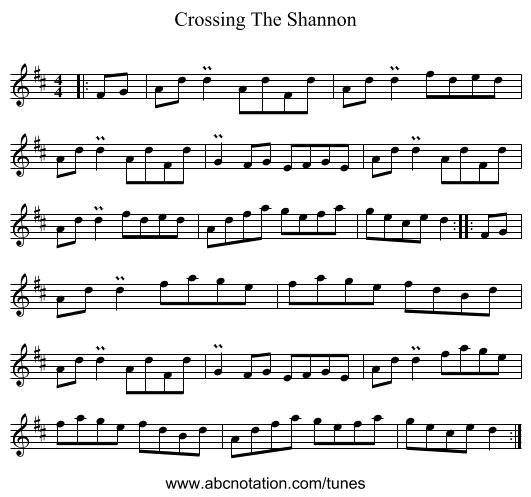 Crossing The Shannon - staff notation
