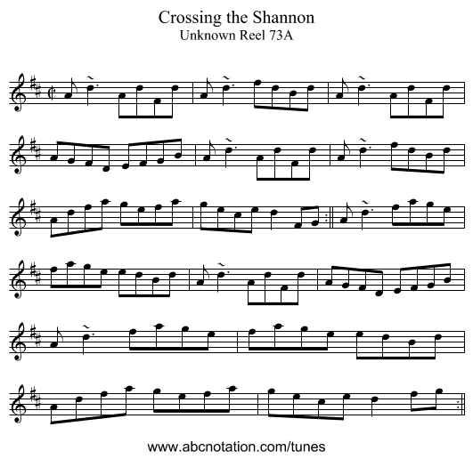 Crossing the Shannon - staff notation