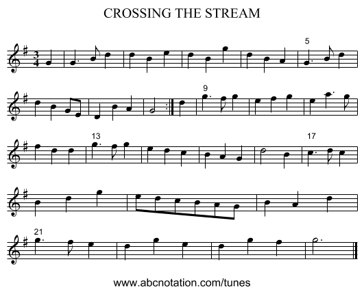 CROSSING THE STREAM - staff notation