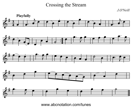 Crossing the Stream - staff notation