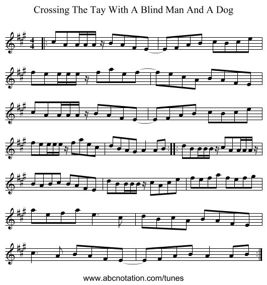 Crossing The Tay With A Blind Man And A Dog - staff notation