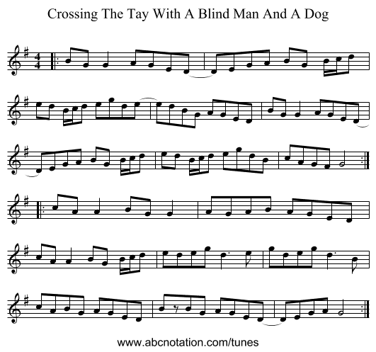 Crossing The Tay With A Blind Man And A Dog - staff notation