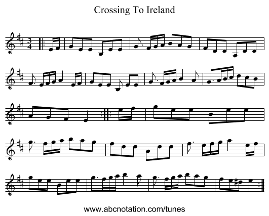 Crossing To Ireland - staff notation