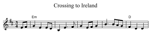 Crossing to Ireland - staff notation