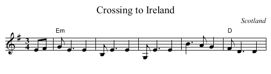 Crossing to Ireland - staff notation