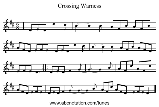 Crossing Warness - staff notation