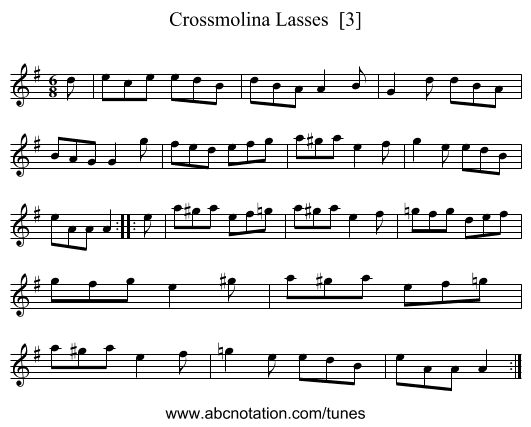 Crossmolina Lasses  [3] - staff notation