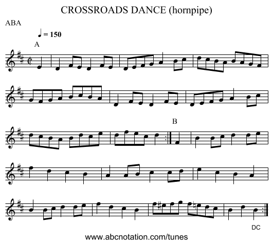 CROSSROADS DANCE (hornpipe) - staff notation