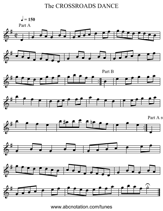 CROSSROADS DANCE, The - staff notation