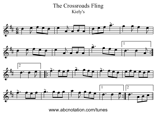 Crossroads Fling, The - staff notation