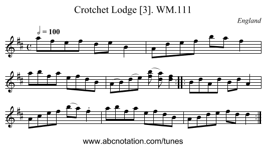Crotchet Lodge [3]. WM.111 - staff notation