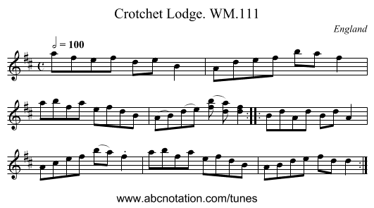 Crotchet Lodge. WM.111 - staff notation