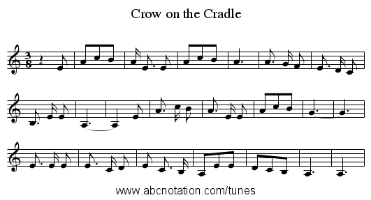Crow on the Cradle - staff notation